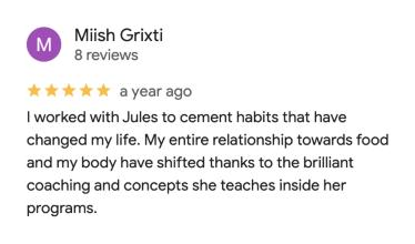 5-star Google review of the Naturally Healthy Club by Miish Grixti