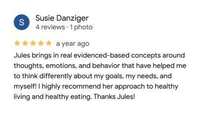 5-star Google review of the Naturally Healthy Club by Susie Danziger